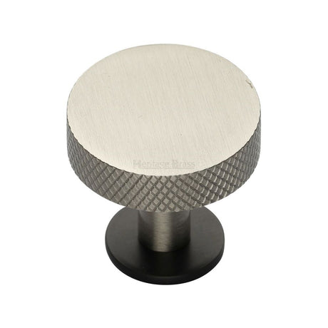 This is an image of a Heritage Brass - Cabinet Knob Disc Knurled Design with Rose 32mm Matt Bronze/Sat, c3882-32-bsn that is available to order from T.H Wiggans Ironmongery in Kendal.
