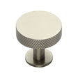 This is an image of a Heritage Brass - Cabinet Knob Disc Knurled Design with Rose 32mm Satin Nickel Fin, c3882-32-sn that is available to order from T.H Wiggans Ironmongery in Kendal.