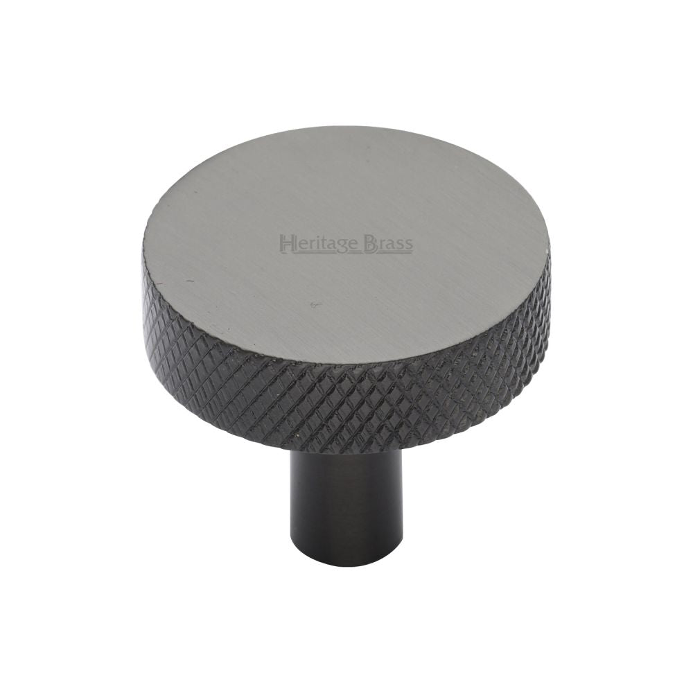 This is an image of a Heritage Brass - Cabinet Knob Knurled Disc Design 32mm Matt Bronze Finish, c3884-32-mb that is available to order from T.H Wiggans Ironmongery in Kendal.