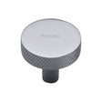 This is an image of a Heritage Brass - Cabinet Knob Knurled Disc Design 32mm Polished Chrome Finish, c3884-32-pc that is available to order from T.H Wiggans Ironmongery in Kendal.