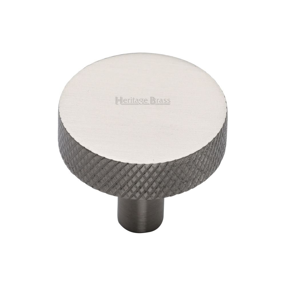 This is an image of a Heritage Brass - Cabinet Knob Knurled Disc Design 32mm Satin Nickel Finish, c3884-32-sn that is available to order from T.H Wiggans Ironmongery in Kendal.