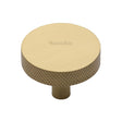 This is an image of a Heritage Brass - Cabinet Knob Knurled Disc Design 38mm Satin Brass Finish, c3884-38-sb that is available to order from T.H Wiggans Ironmongery in Kendal.