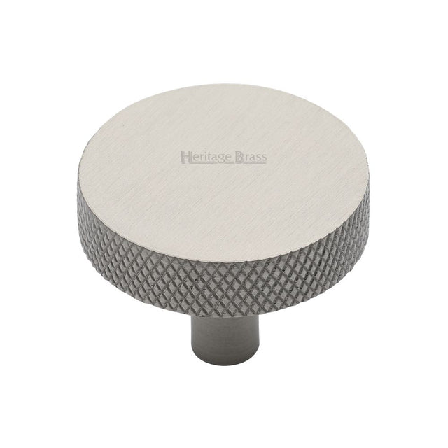 This is an image of a Heritage Brass - Cabinet Knob Knurled Disc Design 38mm Satin Nickel Finish, c3884-38-sn that is available to order from T.H Wiggans Ironmongery in Kendal.