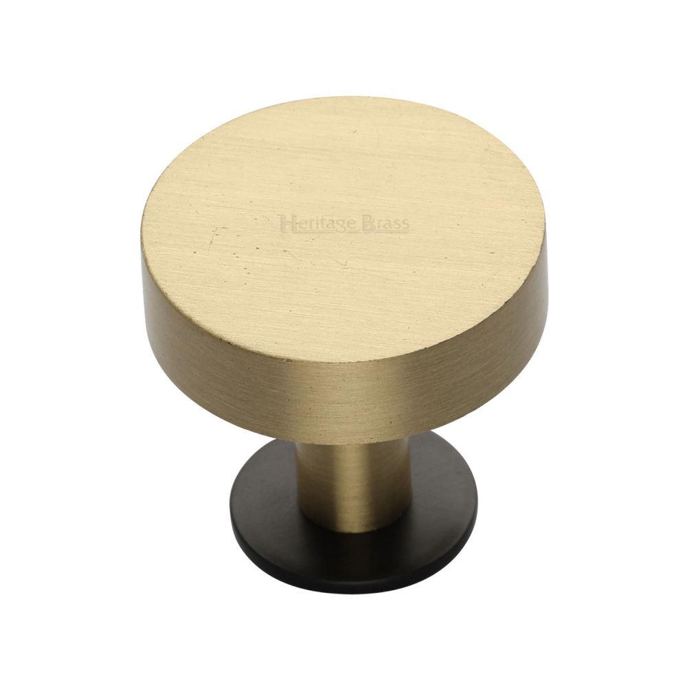 This is an image of a Heritage Brass - Cabinet Knob Disc Design with Rose 32mm Matt Bronze / Satin Bras, c3885-32-bsb that is available to order from T.H Wiggans Ironmongery in Kendal.