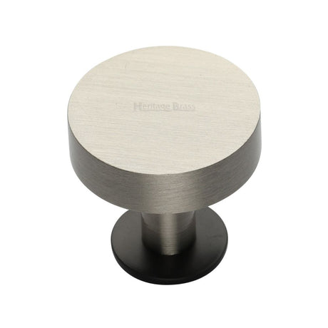 This is an image of a Heritage Brass - Cabinet Knob Disc Design with Rose 32mm Matt Bronze / Satin Nick, c3885-32-bsn that is available to order from T.H Wiggans Ironmongery in Kendal.