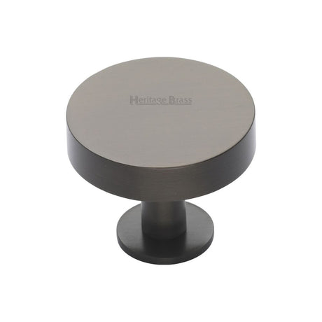 This is an image of a Heritage Brass - Cabinet Knob Disc Design with Rose 32mm Matt Bronze Finish, c3885-32-mb that is available to order from T.H Wiggans Ironmongery in Kendal.