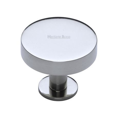 This is an image of a Heritage Brass - Cabinet Knob Disc Design with Rose 38mm Polished Chrome Finish, c3885-38-pc that is available to order from T.H Wiggans Ironmongery in Kendal.
