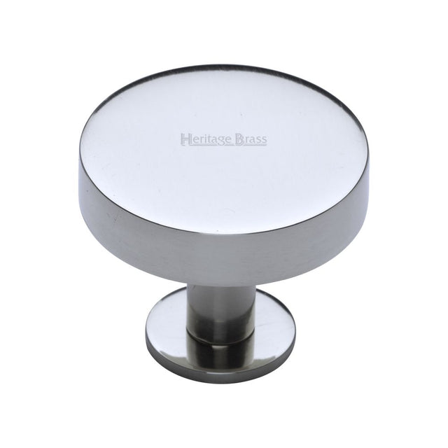 This is an image of a Heritage Brass - Cabinet Knob Disc Design with Rose 38mm Polished Chrome Finish, c3885-38-pc that is available to order from T.H Wiggans Ironmongery in Kendal.