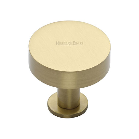 This is an image of a Heritage Brass - Cabinet Knob Disc Design with Rose 38mm Satin Brass Finish, c3885-38-sb that is available to order from T.H Wiggans Ironmongery in Kendal.
