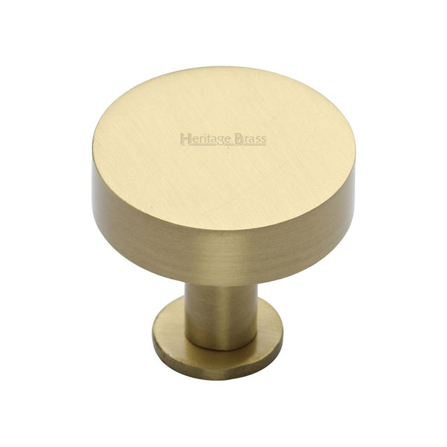 This is an image of a Heritage Brass - Cabinet Knob Disc Design with Rose 38mm Satin Brass Finish, c3885-38-sb that is available to order from T.H Wiggans Ironmongery in Kendal.