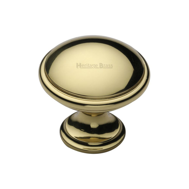 This is an image of a Heritage Brass - Cabinet Knob Domed Design 32mm Polished Brass Finish, c3950-32-pb that is available to order from T.H Wiggans Ironmongery in Kendal.