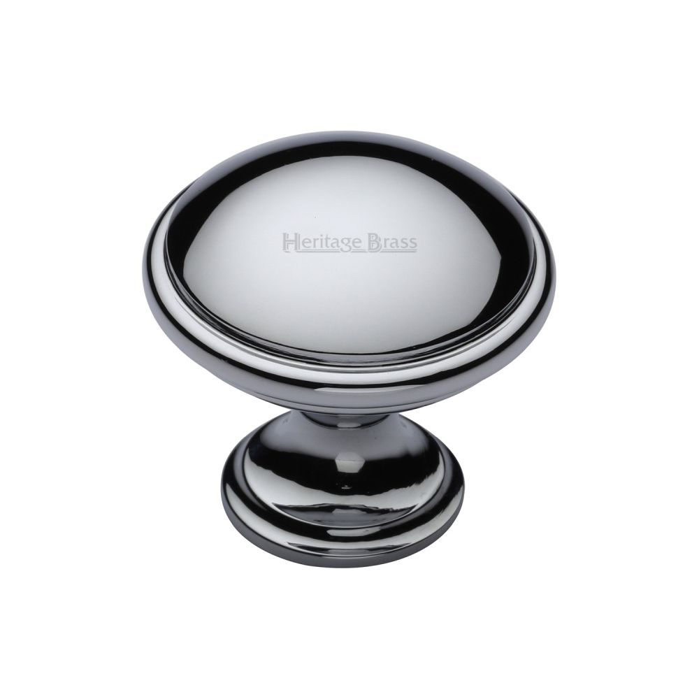 This is an image of a Heritage Brass - Cabinet Knob Domed Design 32mm Polished Chrome Finish, c3950-32-pc that is available to order from T.H Wiggans Ironmongery in Kendal.