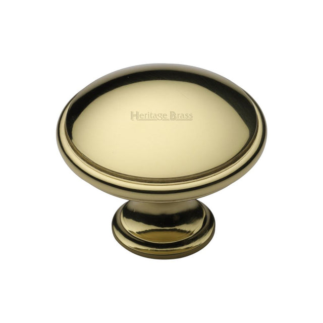 This is an image of a Heritage Brass - Cabinet Knob Domed Design 38mm Polished Brass Finish, c3950-38-pb that is available to order from T.H Wiggans Ironmongery in Kendal.