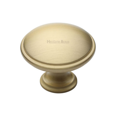 This is an image of a Heritage Brass - Cabinet Knob Domed Design 38mm Satin Brass Finish, c3950-38-sb that is available to order from T.H Wiggans Ironmongery in Kendal.