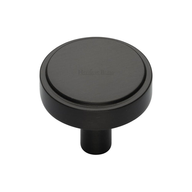 This is an image of a Heritage Brass - Cabinet Knob Stepped Disc Design 32mm Matt Bronze Finish, c3952-32-mb that is available to order from T.H Wiggans Ironmongery in Kendal.