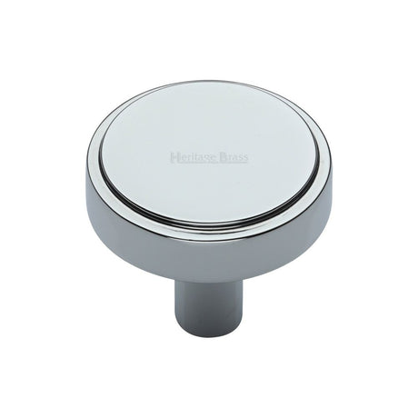 This is an image of a Heritage Brass - Cabinet Knob Stepped Disc Design 32mm Polished Chrome Finish, c3952-32-pc that is available to order from T.H Wiggans Ironmongery in Kendal.