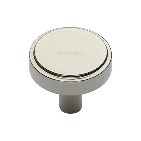 This is an image of a Heritage Brass - Cabinet Knob Stepped Disc Design 32mm Polished Nickel Finish, c3952-32-pnf that is available to order from T.H Wiggans Ironmongery in Kendal.