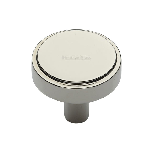 This is an image of a Heritage Brass - Cabinet Knob Stepped Disc Design 32mm Polished Nickel Finish, c3952-32-pnf that is available to order from T.H Wiggans Ironmongery in Kendal.