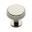 This is an image of a Heritage Brass - Cabinet Knob Stepped Disc Design with Rose 32mm Polished Nickel Fin, c3954-32-pnf that is available to order from T.H Wiggans Ironmongery in Kendal.