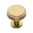 This is an image of a Heritage Brass - Cabinet Knob Stepped Disc Design with Rose 32mm Satin Brass Fini, c3954-32-sb that is available to order from T.H Wiggans Ironmongery in Kendal.