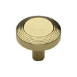 This is an image of a Heritage Brass - Cabinet Knob Ridge Design 32mm Polished Brass Finish, c3956-32-pb that is available to order from T.H Wiggans Ironmongery in Kendal.