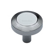 This is an image of a Heritage Brass - Cabinet Knob Ridge Design 32mm Polished Chrome Finish, c3956-32-pc that is available to order from T.H Wiggans Ironmongery in Kendal.
