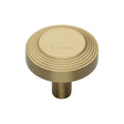 This is an image of a Heritage Brass - Cabinet Knob Ridge Design 32mm Satin Brass Finish, c3956-32-sb that is available to order from T.H Wiggans Ironmongery in Kendal.