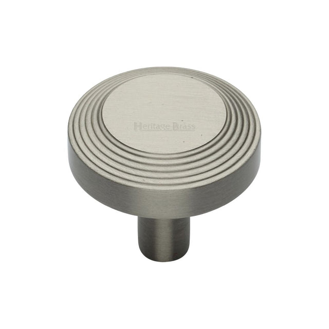 This is an image of a Heritage Brass - Cabinet Knob Ridge Design 32mm Satin Nickel Finish, c3956-32-sn that is available to order from T.H Wiggans Ironmongery in Kendal.