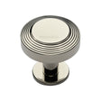 This is an image of a Heritage Brass - Cabinet Knob Ridge Design with Rose 32mm Polished Nickel Finish, c3958-32-pnf that is available to order from T.H Wiggans Ironmongery in Kendal.