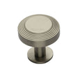This is an image of a Heritage Brass - Cabinet Knob Ridge Design with Rose 32mm Satin Nickel Finish, c3958-32-sn that is available to order from T.H Wiggans Ironmongery in Kendal.