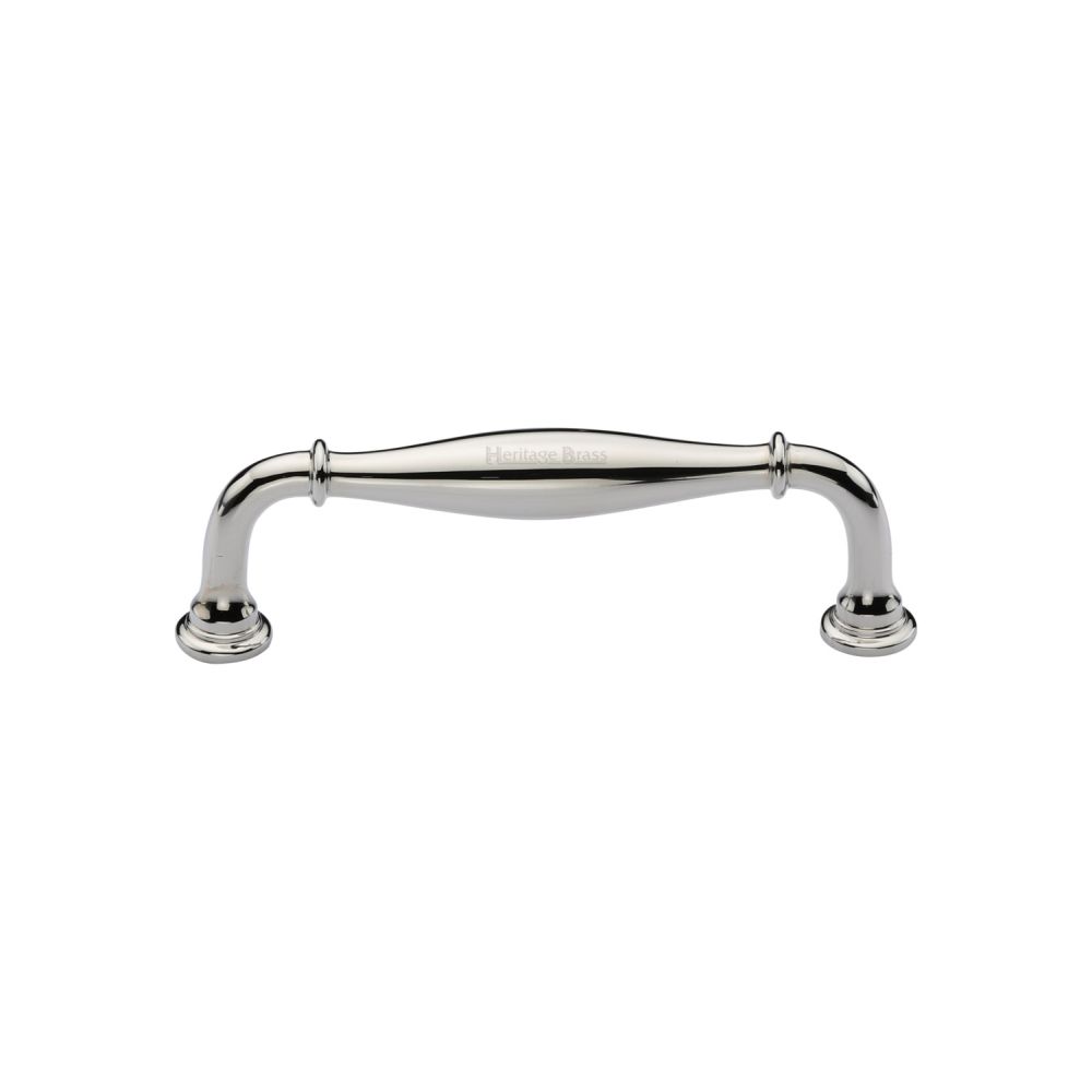 This is an image of a Heritage Brass - Cabinet Pull Henley Traditional Design 102mm CTC Polished Nickel Fi, c3960-102-pnf that is available to order from T.H Wiggans Ironmongery in Kendal.