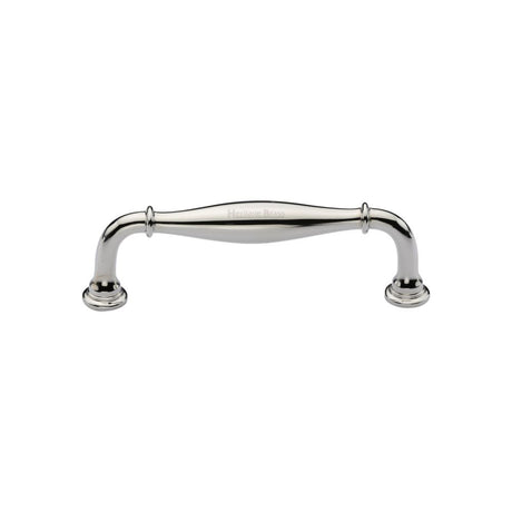 This is an image of a Heritage Brass - Cabinet Pull Henley Traditional Design 102mm CTC Polished Nickel Fi, c3960-102-pnf that is available to order from T.H Wiggans Ironmongery in Kendal.