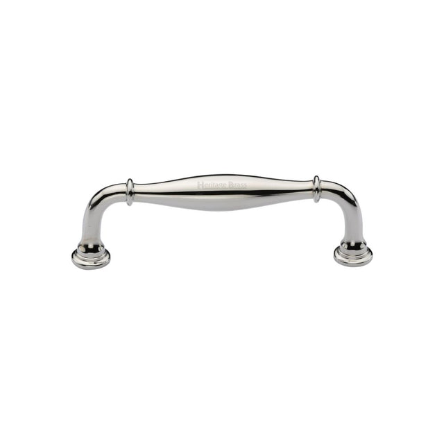 This is an image of a Heritage Brass - Cabinet Pull Henley Traditional Design 102mm CTC Polished Nickel Fi, c3960-102-pnf that is available to order from T.H Wiggans Ironmongery in Kendal.