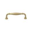 This is an image of a Heritage Brass - Cabinet Pull Henley Traditional Design 102mm CTC Satin Brass Fin, c3960-102-sb that is available to order from T.H Wiggans Ironmongery in Kendal.