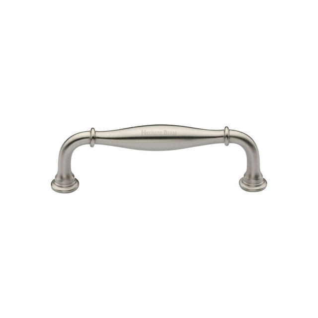 This is an image of a Heritage Brass - Cabinet Pull Henley Traditional Design 102mm CTC Satin Nickel Fi, c3960-102-sn that is available to order from T.H Wiggans Ironmongery in Kendal.