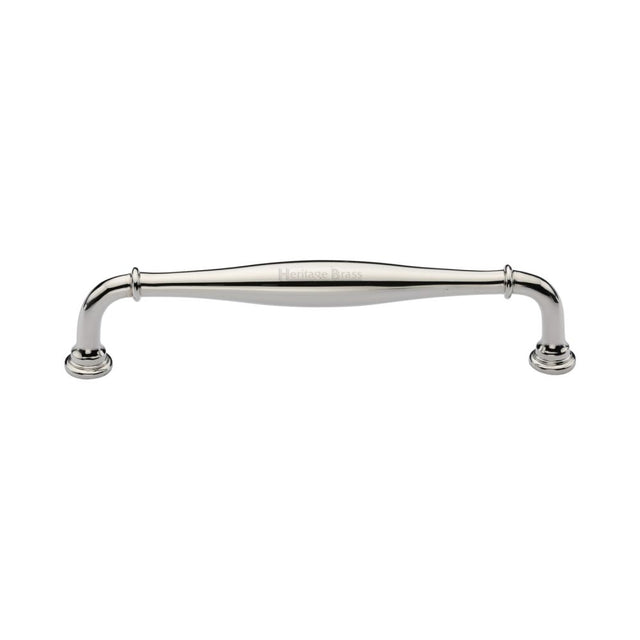 This is an image of a Heritage Brass - Cabinet Pull Henley Traditional Design 152mm CTC Polished Nickel Fi, c3960-152-pnf that is available to order from T.H Wiggans Ironmongery in Kendal.