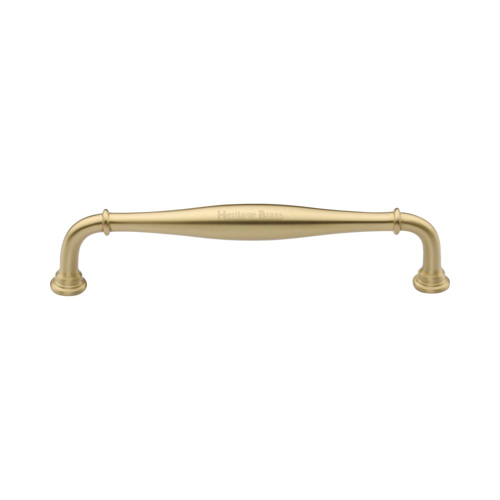 This is an image of a Heritage Brass - Cabinet Pull Henley Traditional Design 152mm CTC Satin Brass Fin, c3960-152-sb that is available to order from T.H Wiggans Ironmongery in Kendal.