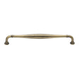 This is an image of a Heritage Brass - Cabinet Pull Henley Traditional Design 203mm CTC Antique Brass Fin, c3960-203-at that is available to order from T.H Wiggans Ironmongery in Kendal.