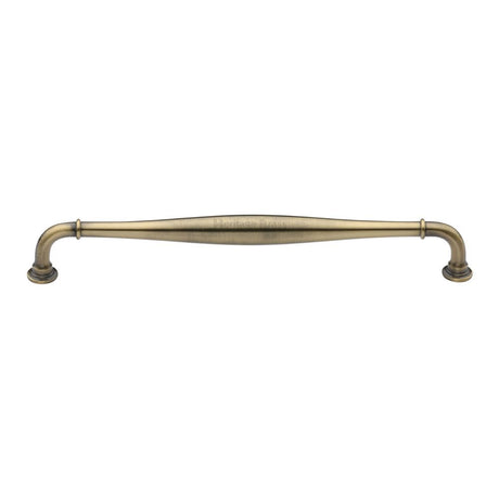 This is an image of a Heritage Brass - Cabinet Pull Henley Traditional Design 203mm CTC Antique Brass Fin, c3960-203-at that is available to order from T.H Wiggans Ironmongery in Kendal.