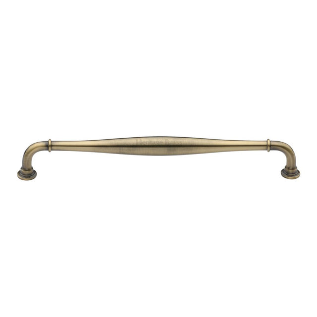 This is an image of a Heritage Brass - Cabinet Pull Henley Traditional Design 203mm CTC Antique Brass Fin, c3960-203-at that is available to order from T.H Wiggans Ironmongery in Kendal.