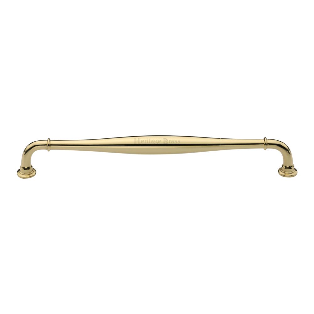 This is an image of a Heritage Brass - Cabinet Pull Henley Traditional Design 203mm CTC Polished Brass Fin, c3960-203-pb that is available to order from T.H Wiggans Ironmongery in Kendal.