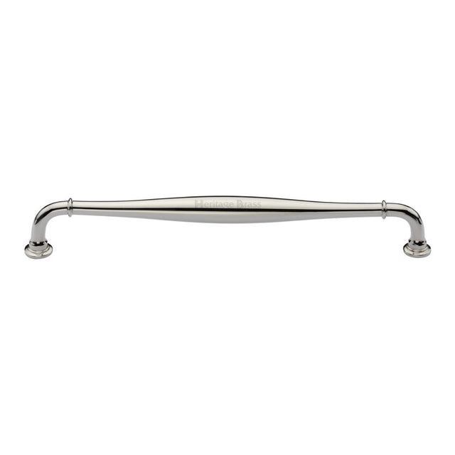 This is an image of a Heritage Brass - Cabinet Pull Henley Traditional Design 203mm CTC Polished Nickel Fi, c3960-203-pnf that is available to order from T.H Wiggans Ironmongery in Kendal.