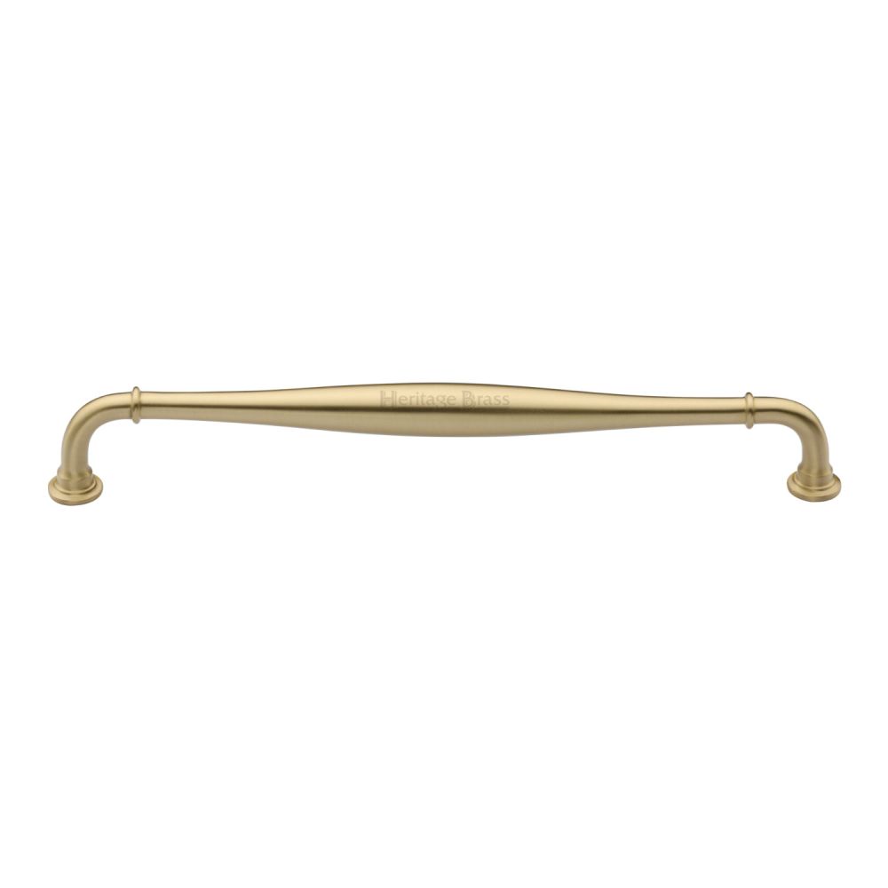 This is an image of a Heritage Brass - Cabinet Pull Henley Traditional Design 203mm CTC Satin Brass Fin, c3960-203-sb that is available to order from T.H Wiggans Ironmongery in Kendal.