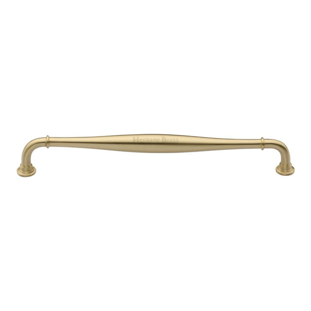 This is an image of a Heritage Brass - Cabinet Pull Henley Traditional Design 203mm CTC Satin Brass Fin, c3960-203-sb that is available to order from T.H Wiggans Ironmongery in Kendal.