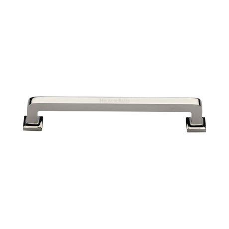 This is an image of a Heritage Brass - Cabinet Pull Square Vintage Design 152mm CTC Polished Nickel Finish, c3964-152-pnf that is available to order from T.H Wiggans Ironmongery in Kendal.