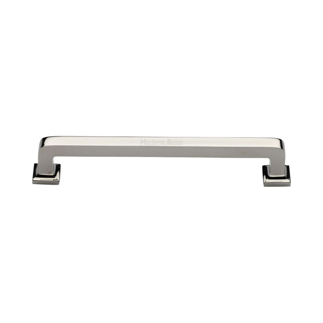 This is an image of a Heritage Brass - Cabinet Pull Square Vintage Design 152mm CTC Polished Nickel Finish, c3964-152-pnf that is available to order from T.H Wiggans Ironmongery in Kendal.