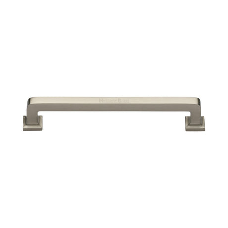 This is an image of a Heritage Brass - Cabinet Pull Square Vintage Design 152mm CTC Satin Nickel Finish, c3964-152-sn that is available to order from T.H Wiggans Ironmongery in Kendal.