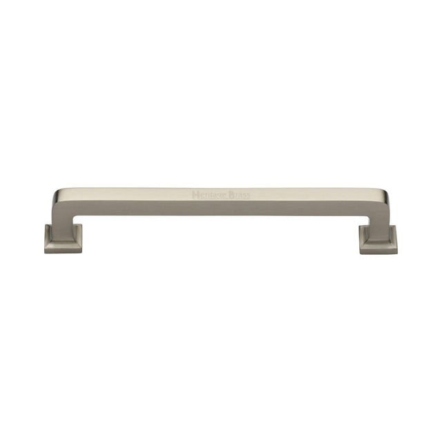 This is an image of a Heritage Brass - Cabinet Pull Square Vintage Design 152mm CTC Satin Nickel Finish, c3964-152-sn that is available to order from T.H Wiggans Ironmongery in Kendal.