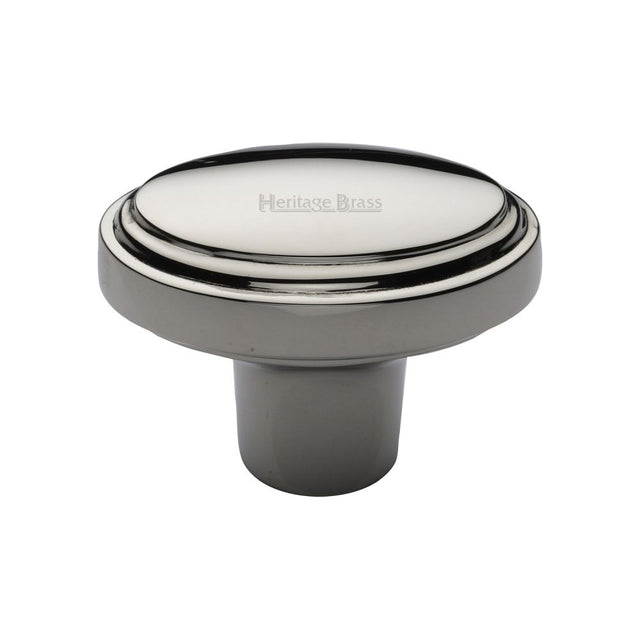 This is an image of a Heritage Brass - Cabinet Knob Stepped Oval Design 41mm Polished Nickel Finish, c3975-pnf that is available to order from T.H Wiggans Ironmongery in Kendal.