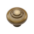 This is an image of a Heritage Brass - Cabinet Knob Round Bead Design 32mm Antique Brass Finish, c3985-32-at that is available to order from T.H Wiggans Ironmongery in Kendal.